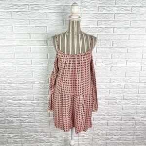 Taylor & Sage Patterned Cold Shoulder Bell Sleeve Romper Size Medium